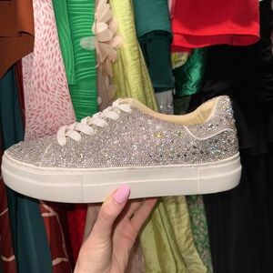 Betsey Johnson Sidny Silver Glitter Sneakers